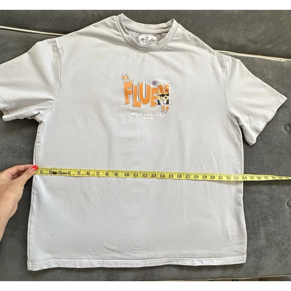 MU By Mania Shirt Men's Large Raised Lettering Embroidered Double Sided Graphics